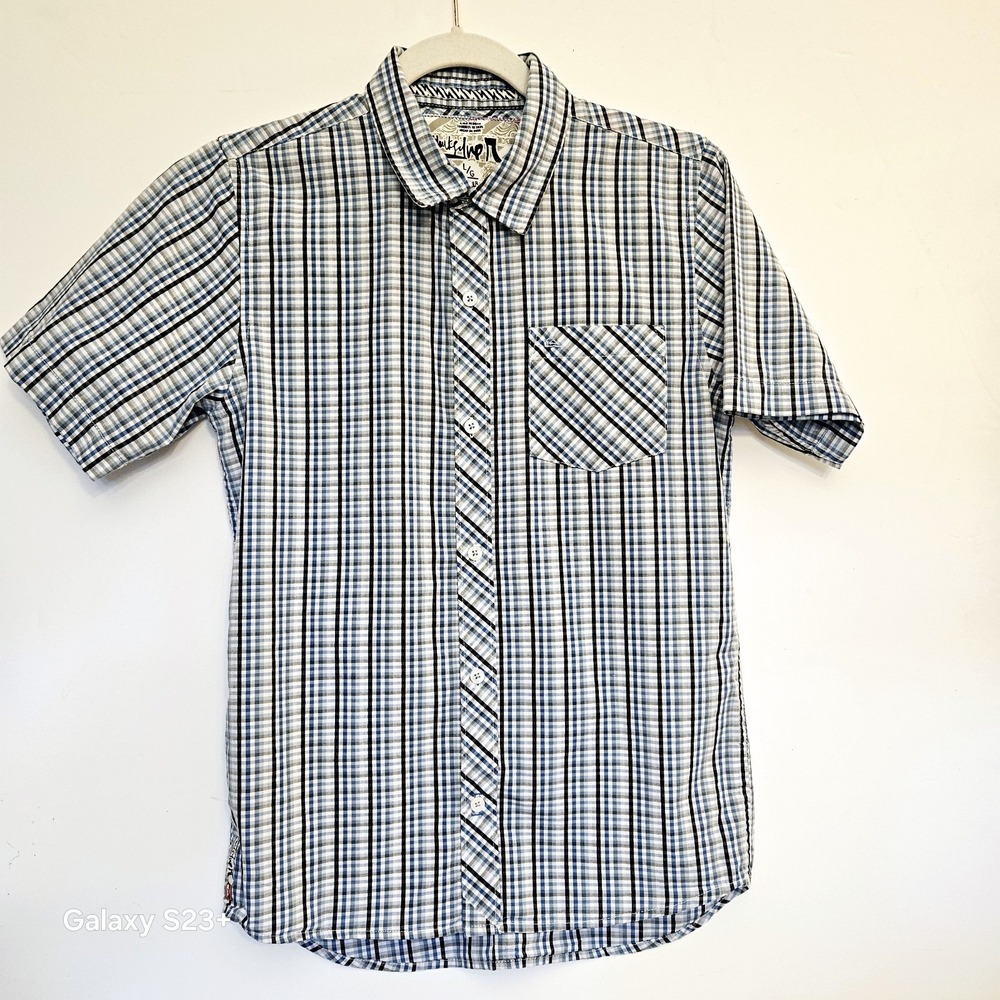 Quiksilver Young Guns Youth Large 16-18 Organic Cotton Plaid Button Up Shirt